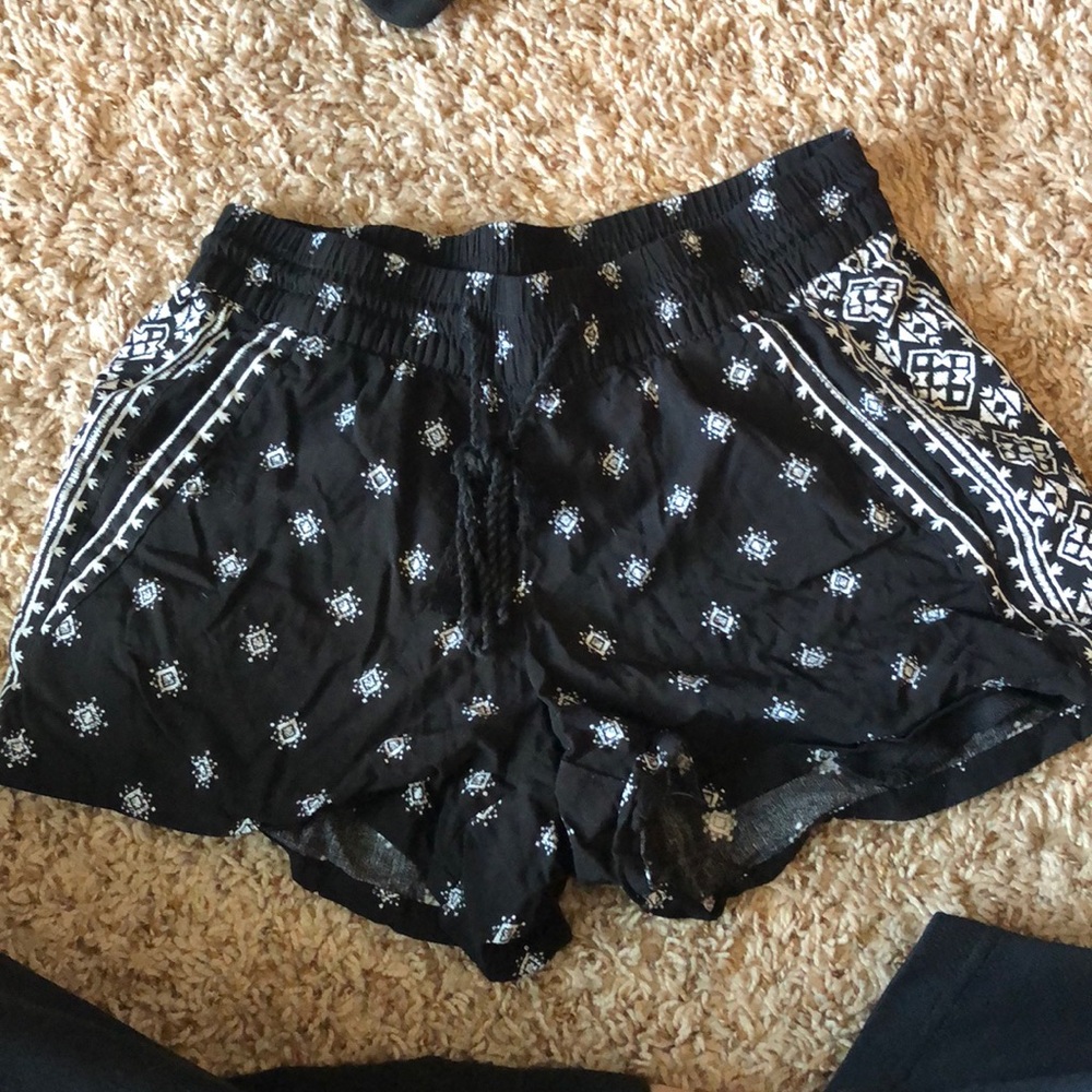Black linen shorts